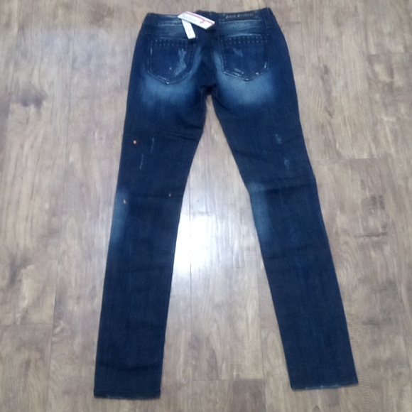 Rock Revival NWT Women's 26 Dark Blue Spatter Skinny Jeans Jo - Picture 6 of 12